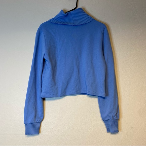 NO OFFERS ZARA light blue cut out cropped turtleneck sweatshirt S - Picture 11 of 12
